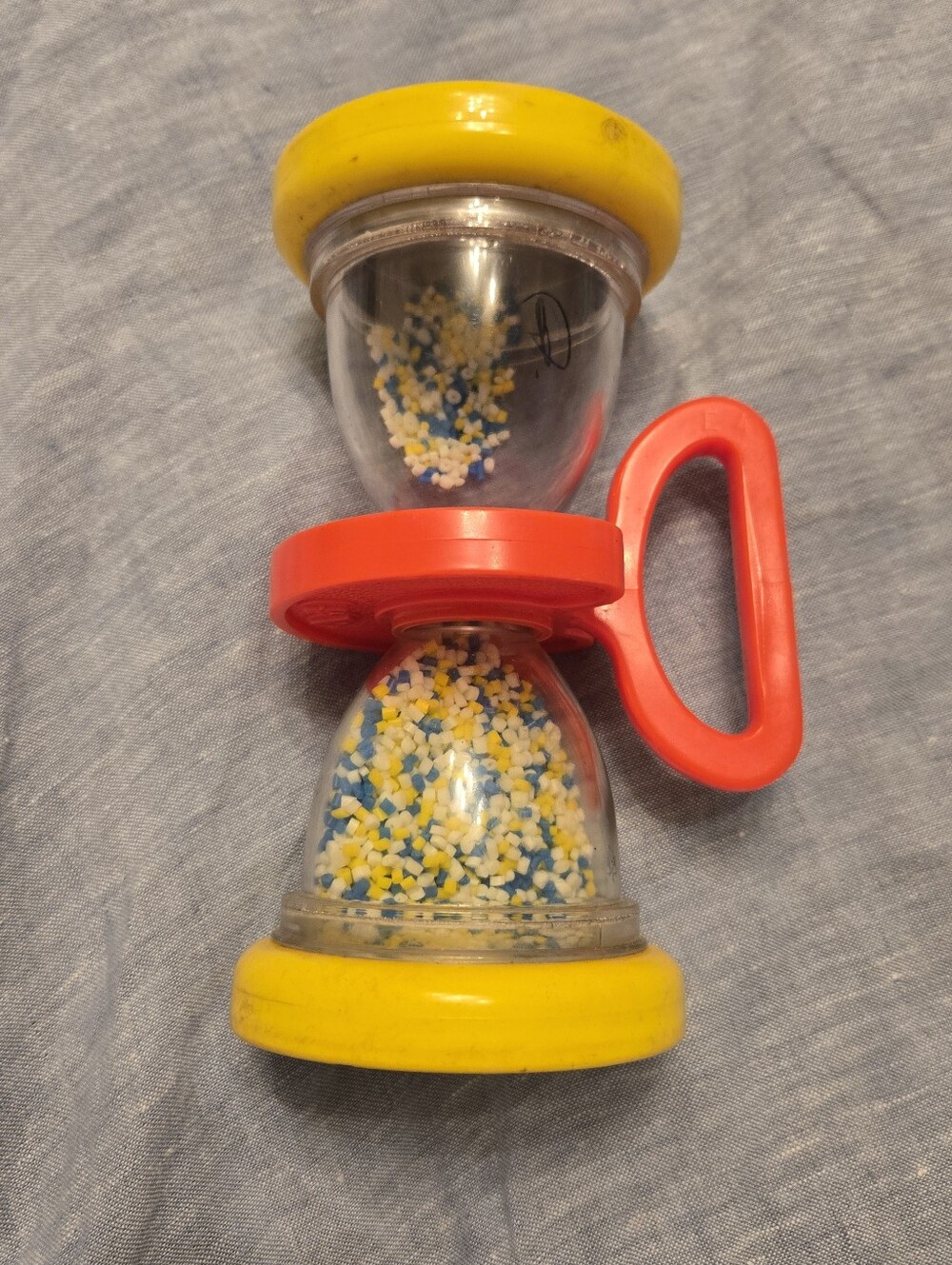 Vintage Fisher Price Handheld Rattle Toy - Yellow & Red